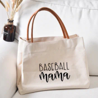 Baseball Mama Women Canvas Mom Grandma Nana Mimi Gigi Gift for Mother's Day Baby Shower Beach Travel Customize Tote Bag