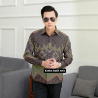 Kemeja batik slimfit lengan panjang lapis furing motif SUKMA AJI bahan halus tebal Katun Pria