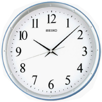SEIKO 精工 水藍邊框 滑動式秒針 靜音掛鐘(QXA378L)-藍-白/31cm