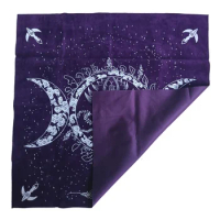 Tarots Tablecloth Triple Moon Pentagrams Pagan Altar Cloth Witchcraft Tapestry Astrology Divination Board Game 49x49cm