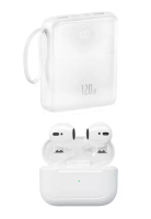 EGLANTINE 超值優惠 - 5s PRO MINI 無線耳機 - 白色 + 多插頭 120W / 30000mAh 快速充電行動電源 - 白色