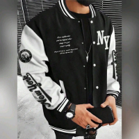 Jaket Varsity Hitam Putih dengan Logo NY dan Desain Unik untuk Gaya Kasual Anda S M L XL 2XL 3XL 4XL