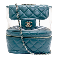 【二手名牌BRAND OFF】CHANEL 香奈兒 綠色 PVC 皮革 Aquarium 肩背包 無卡