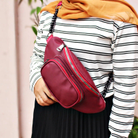 Waistbag/Tas Pinggang Parasut Tas Selempang Dada Res 2 Kantong Depan Waistbag Wanita