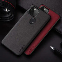 Case for Google Pixel 5A 4A 5G 5 4 XL funda fashion simple design solid color textile Leather shockproof protective Back Cover