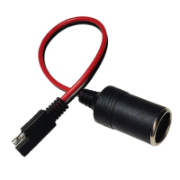 Female Cigarette Lighter Socket to Sae with Sae 2 Pin Quick Release Disconnect Connector Plug 14AWG Extension Cable