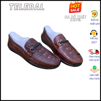 Giay Mọi Da Bò Cao Cấp,Dập Vân Cá Sấu CHANXIT Đế Khâu Lịch Lãm Sang Trọng, Size 37-43 Màu Nâu. Bảo H