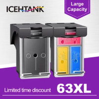 ICEHTANK Ink Cartridge 63XL Compatible For HP 63 Ink Cartridge Deskjet 2130 2131 3630 4250 5230 5232 5255 3632 3633 Printer