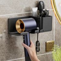 No Drill Stainless Steel Wall Mounted Shelf Without Hair Dryer Dyson Drilling Plastic Stand Storage Rack Bathroom Accessories