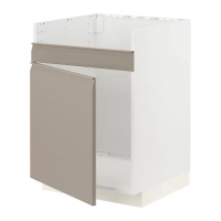 METOD Havsen單槽水槽底櫃, 白色/upplöv 消光/深米色, 60x60x80 公分