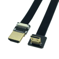 FPV HDMI-compatible Male to Mini HDMI-compatible Male Up Angled 90 Degree FPC Flat Cable for Multicopter Aerial Photography 20cm