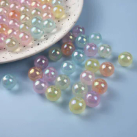 DIY Jewelry Findings 100pcs 16mm Round Jelly AB Colors Beads Luminous Glow Ornament Accessories Bubblegum Necklace Acrylic Decor