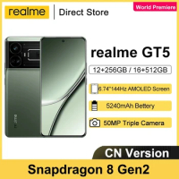realme GT5 Smartphone 5G Snapdragon 8 Gen 2 Octa Core 6.74" 150W Charge 50MP Triple Camera 144Hz AMOLED Screen Cellphones NFC