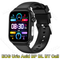 2024 New ECG Smart Watch 1.96'' Men Uric Acid Blood Lipid Wristwatch Pressure HRV BMI Monitor Clock Sports BT Call Smartwatch