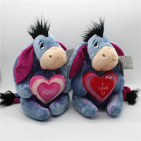 1pcs 30cm=11.8inch Original Eeyore Donkey plush soft doll Eeyore with I LOVE U heart toys Valentine's Day gift lover's gift