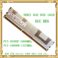 DDR3 4GB 8GB 16GB server memory 1066 1333MHz ECC REG DDR3 PC3-10600R 8500R Register RIMM RAM X58 X79 motherboard use