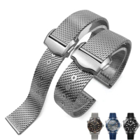 316 stainless steel Watchband 20mm Replacement for Omega for Omega Seamaster 300 Watch Strap Woven Metal Bracelet