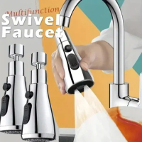 Kitchen Faucet Extender Stopcock Splash Proof Bubbler High Pressure Shower Water Tap Extender Rotate 360 degrees Three Modes