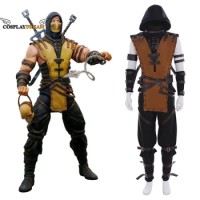 Game Mortal Kombat X Scorpion Cosplay Costume Adult Game Costume Full Set Custom Made Outfit Halloween Carnival Party Costume