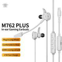 PLEXTONE M762 PLUS Dynamic Iron Loudspeaker Professional Wired Game Earphones Detachable Mic Built-in Type-C Charging Interfac