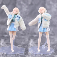 HASUKI CS004 1/12 Scale Female Soldier Girl Winter Lamb Fleece Clothes Set Pleated Skirt Stocking Accessory For 6" Action Figure