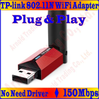 Plug&amp;Play, No Need Driver, TP-LINK 150M Wireless Network Card 11N 150Mbps 2.4GHz USB WiFi Adapter with 5dBi External Antenna