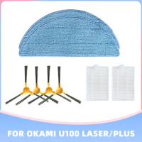 For Okami U100 Laser Plus Vacuum Cleaner Side Brush Hepa Air Filter Mop Cloth Replacement Kits Spare Accessories