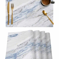 4/6 Pcs Marble Pattern Abstract Modern White Placemat Kitchen Placemat Home Decoration Dining Table Mats Coffee Coaster Mat