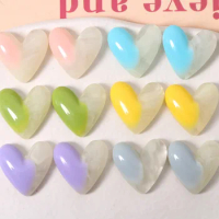 5pcsins Korea splicing two-color Joker Bloody Hearts Flat Back Resin Cabochons Scrapbooking DIY Jewelry Craft Accessories