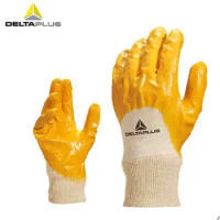 2pair/lot Deltaplus Gloves Nitrile-Butadiene Coated Protective Gloves Oil-proof, Wear-resistant, Smart and Comfortable 201015