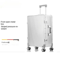 All-metal aluminum-magnesium alloy deep capacity pull bar box 190open universal wheel luggage suitcase for men and women