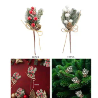 10 Pieces Christmas Berry Picks Christmas Cuttings Decoration for Crafts Xmas Tree Garland Gift Wrap Winter Greenery