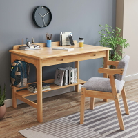 書桌 ● 書桌全實木 雙人 兒童寫字桌簡約 家用 小戶型一字板臺式電腦桌子