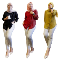 Kemeja Wanita Motif Polos Bahan Rayon Twill Premium / Atasan Wanita Kekinian Oversize Jumbo Basic Pa