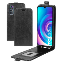 Case for TCL 30 5G or 4G (6.7in) T776H T676J T676K T676H Cover Down Open Style Flip Leather Card Slot Black for TCL 30+ TCL30