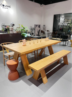 北歐餐桌全實木長桌咖啡桌飯桌家用木桌子長方形餐廳洽談桌椅組合