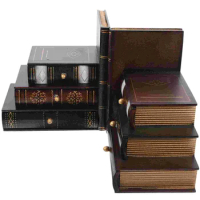 Book End Storage Box Bookend Shape Container Wood Storage Box for Shelves Book Storage