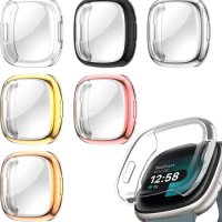 Full Screen Protector Case For Fitbit Versa 4 Soft TPU Screen Protector Cover For Fitbit Versa 3/Sense/Sense 2 Protective Cover