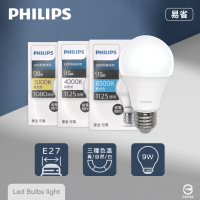 Philips 飛利浦 12入組 易省 LED燈泡 9W E27 全電壓 LED 球泡燈(2024年最新款)