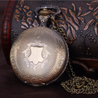 8129Classic antique large vintage shield pocket watch bronze pocket watch