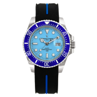 Valentino Coupeau 范倫鐵諾 古柏 芙蓉藍陶瓷藍水鬼腕錶 (銀色/藍面/膠帶)