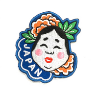 日本Q版 白臉能面具 地標熨燙刺繡背膠補丁 袖標 布標 布貼 補丁 貼布繡 臂章