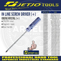 IN LINE SCREWDRIVER ( + ) JETJO TOOLS OBENG PLUS KRISTAL PH1 X 125 MM --- PH2 X 38 MM ORIGINAL PRODU