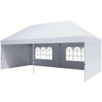 10'X20' Pop Up Canopy Gazebo Commercial Tent with 4 Removable Sidewalls, Stakes X12, Ropes X6 for Patio Outdoor Party Events