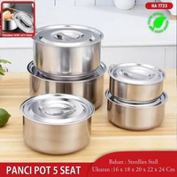 Panci Set Stock Pot Panci Susu Mini Stainless Steel Panci Sup Soup Pot Baskom dengan Tutup POT16/18/