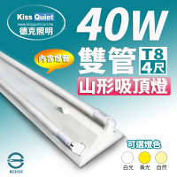 KISS QUIET 山形吸頂燈T8 4尺/4呎 含燈管-1入(燈管/LED燈管/T8/吸頂燈/山型燈座/輕鋼架)