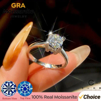 1CT Sparkling Moissanite Engagement Ring for Women |   925 Sterling Silver Wedding Band |   Certifie