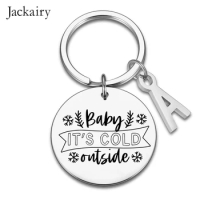 Merry Christmass Gifts Keychain for Kids Baby It's Cold Outside 2023 New Year Stainless Steel Charms Xmas Jewelry Christmas Gift