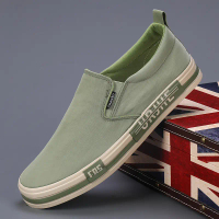 2025 Autumn Casual Men's Shoes Men's Canvas Slip-On Shoes Korean Style Trendy Slip-On Shoes Versatil