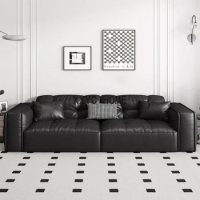 Black Family Living Room Sofas Europe Leather Couches Lazy Sofa Puff Sectional Bean Bag Woonkamer Banken Furniture